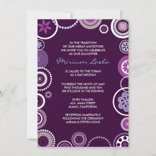 KRAZY POLKA DOT Bat mitzvah Invitation Violet