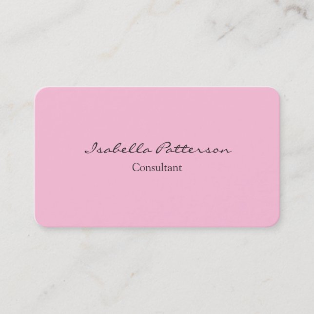 Kreativ klassisch einfach rosa Schlicht einzigarti Visitenkarte (Vorderseite)