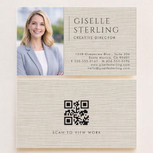 Kreativdirektor Leinen Foto QR Code Visitenkarte