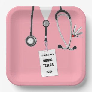 Kreative Abschlussfeier für Krankenschwestern Rosa Pappteller