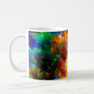Kreative Anordnung von fraktalen Elementen, leucht Kaffeetasse