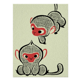 Kreative asiatische Wandkunst   Affen Art Poster