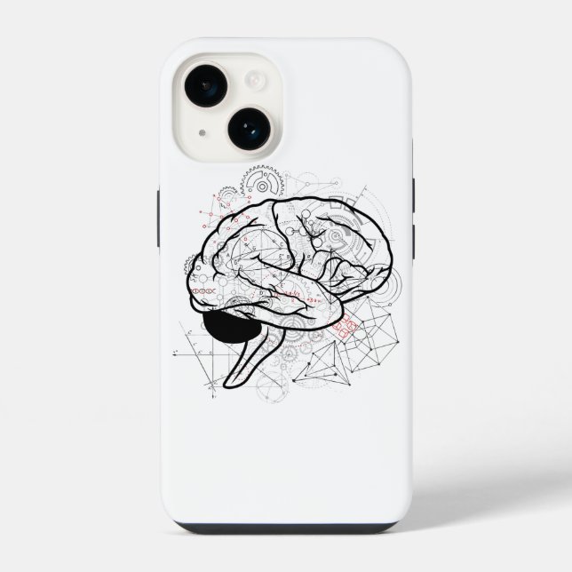 Kreative Gehirn-Kunstwerke mit wissenschaftlichem  iPhone 14 Hülle (Rückseite)