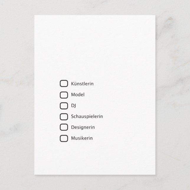 Kreative Hipster Postkarte (Vorderseite)