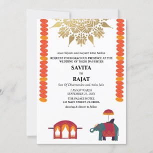 Kreative moderne indische Hochzeit  Einladung