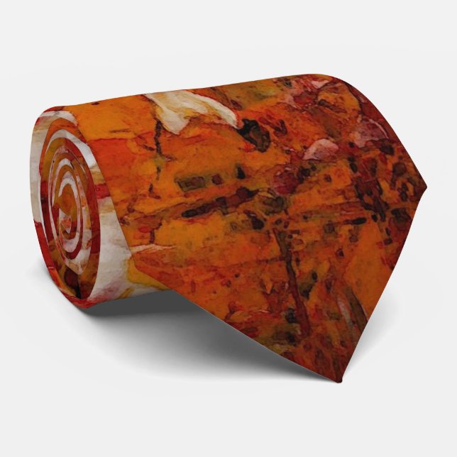Kreative Original Orange Rote Abstrakte Kunst Mode Krawatte (Gerollt)