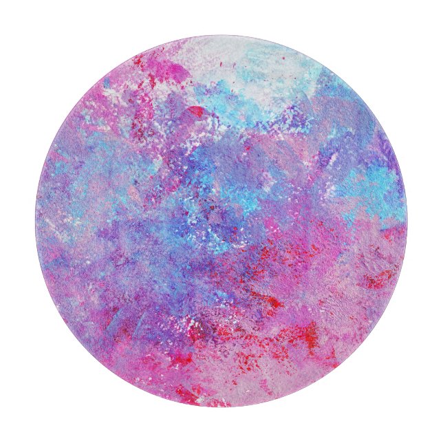 Kreative pink-blaue Textur, Farbflecken. Schneidebrett (Vorderseite)