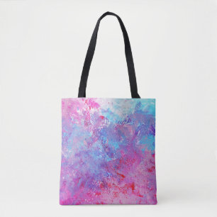 Kreative pink-blaue Textur, Farbflecken. Tasche