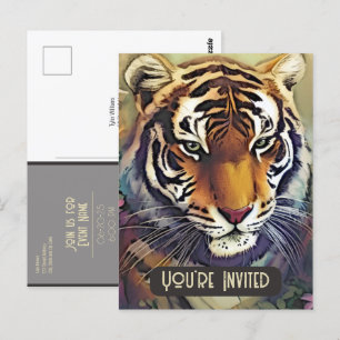 Kreative Tiger Einladung Postkarte mit QR-Code