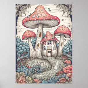 Kreative Vintage Pilzwälder Poster