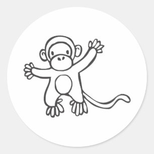Kreativer Affe in Sketch Zeichnend Runder Aufkleber