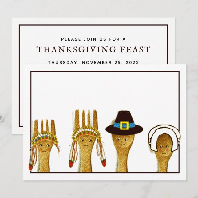 Kreativer Erntedank Einladung (Vorne/Hinten)