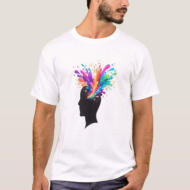 Kreativer Geist Farb-Spritzer-Silhouette Künstleri T-Shirt (Vorderseite)