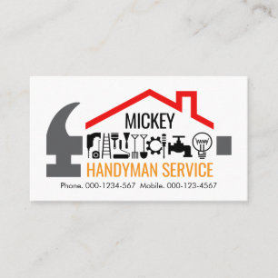 Kreativer Handwerker Reparaturhammer Dachdecker Visitenkarte