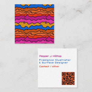 Kreativer Oberflächendesigner QR-Code Wellenlinien Quadratische Visitenkarte