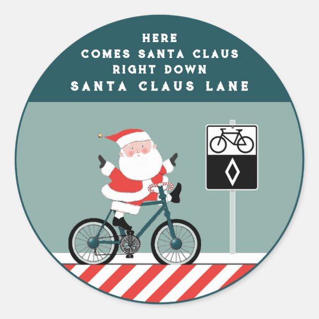 Kreativer Radfahrer Weihnachten Runder Aufkleber (Vorderseite)