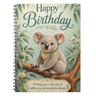 Kreativer Titel Süßer Koala Eukalyptus Geburtstag  Notizblock