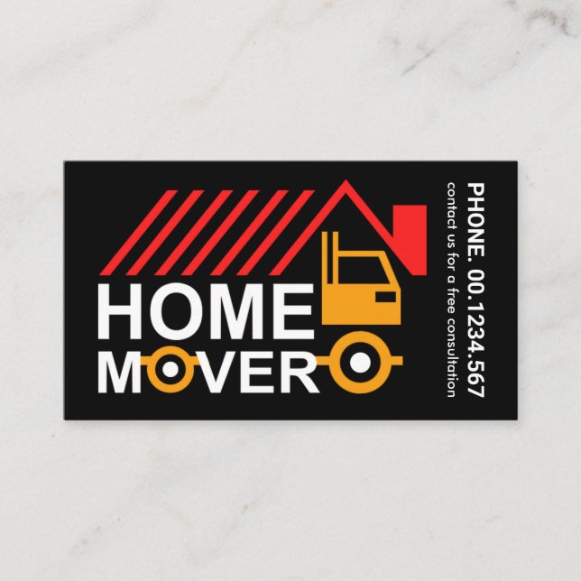 Kreativer Zuhause-Mover-LKW auf dem Dach Visitenkarte (Vorderseite)