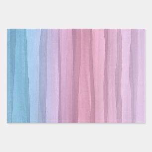 Kreatives abstraktes Pastell-Wasserfarben-Linienmu Geschenkpapier Set
