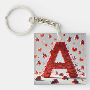 Kreatives Alphabet Buchstabe A mit Herzformen Schlüsselanhänger
