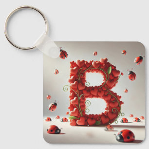 Kreatives Alphabet Buchstabe B mit Herzformen Schlüsselanhänger
