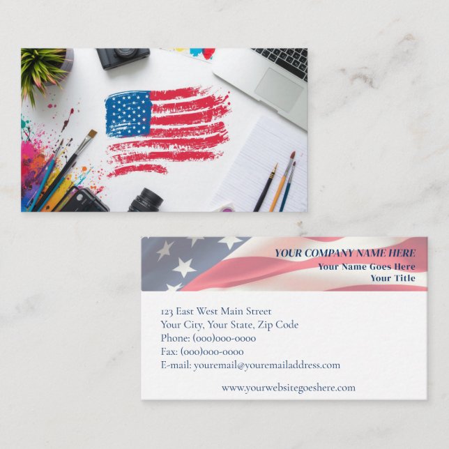 Kreatives amerikanisches Flag Art Design Visitenkarte (Vorne/Hinten)