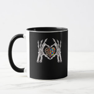 Kreatives Autismusschädel-Hand-Puzzlestück-Herz Tasse