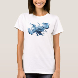 Kreatives blaues abstraktes Vögel Grafik T-Shirt
