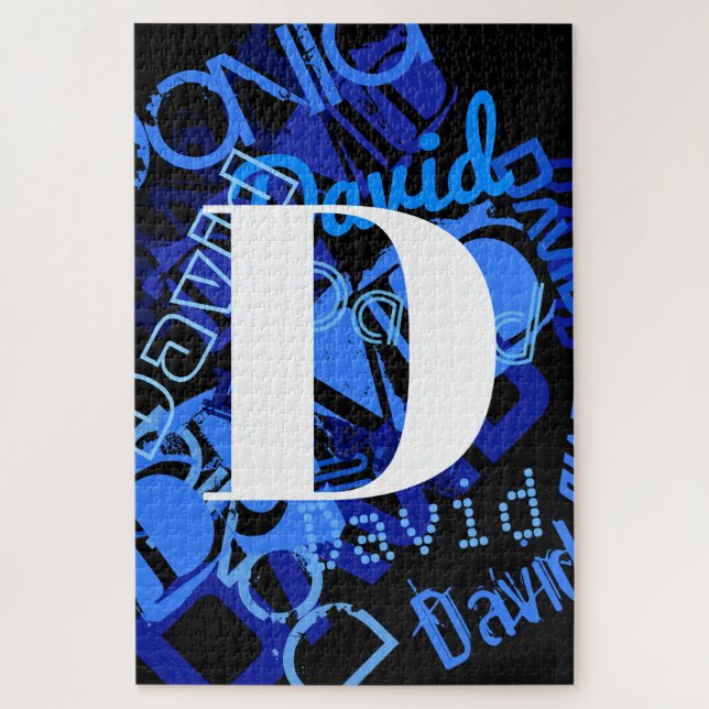 Kreatives blaues Monogramm (Vertikal)