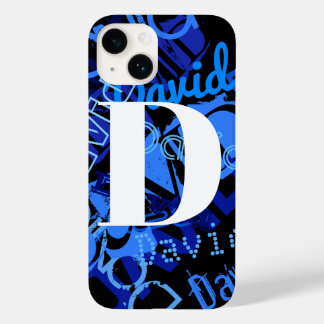 Kreatives blaues Monogramm Case-Mate iPhone 14 Hülle