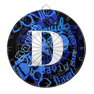 Kreatives blaues Monogramm Dartscheibe