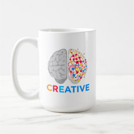 Kreatives Gehirn linke rechte Hemisphäre Kaffeetasse