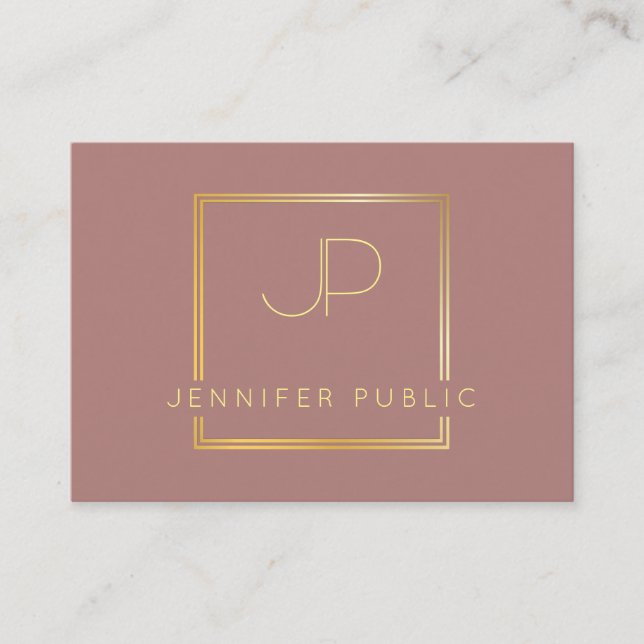 Kreatives Goldmonogramm-moderner Schablonen-Luxus Visitenkarte (Vorderseite)