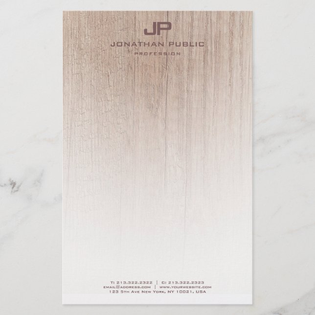 Kreatives Holzdesign Elegante Mit Monogramm Vorlag Briefpapier (Vorderseite)