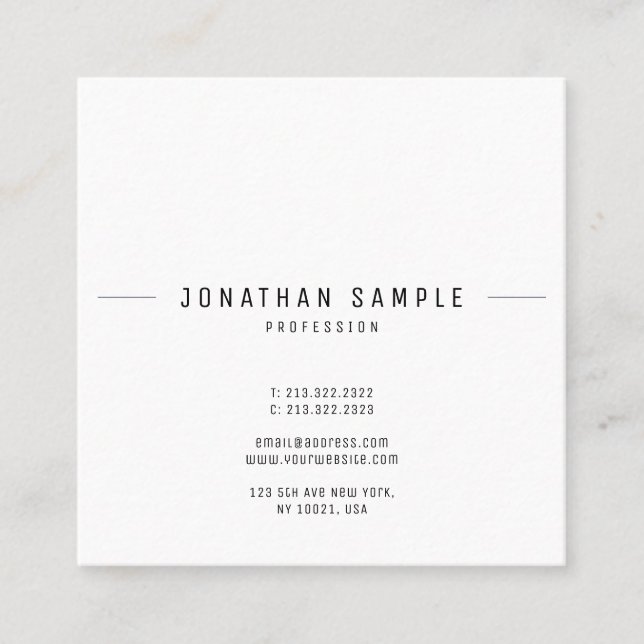 Kreatives Minimalistisches Design Trendy Template  Quadratische Visitenkarte (Vorderseite)
