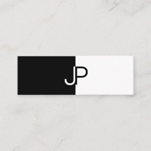 Kreatives Mit Monogramm BW Schwarz-weiß Modernes T Mini Visitenkarte