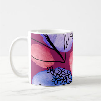 Kreatives nahtloses Muster mit Line-Art-Blumen an Kaffeetasse