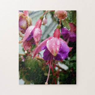 Kreatives rosa Fuchsien-Blumen-Foto-Puzzle