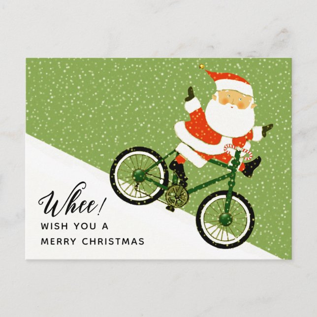 Kreatives Weihnachtsradfahren Feiertagspostkarte (Vorderseite)