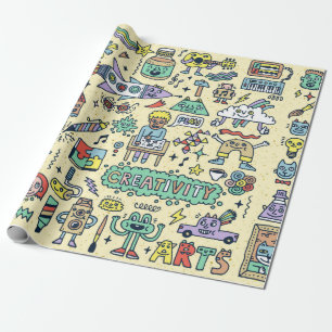 Kreativität Aktivitäten Funny Doodle Cartoon Set 1 Geschenkpapier