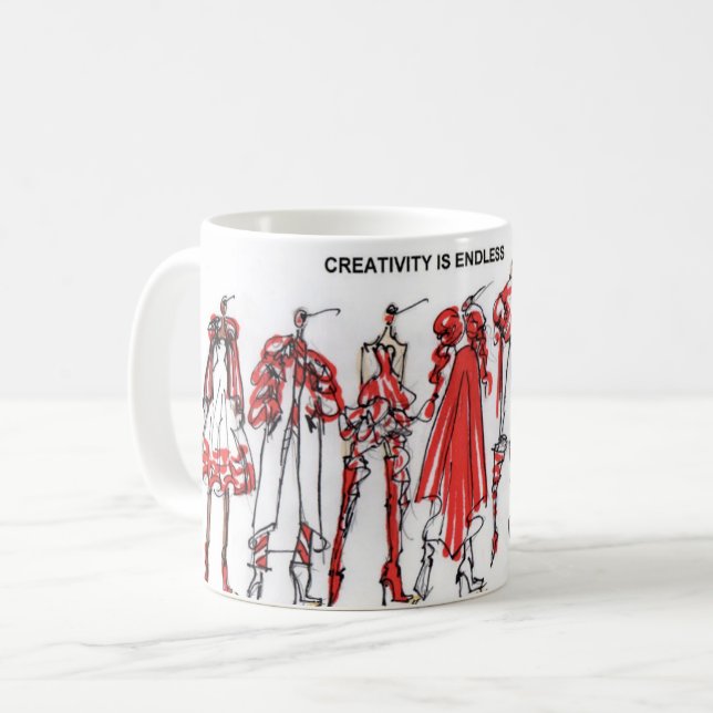 Kreativität ist endlose Tasse (Vorderseite Links)
