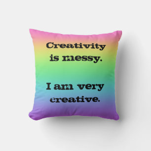 Kreativität ist Messy. Fun Rainbow Throw Kissen