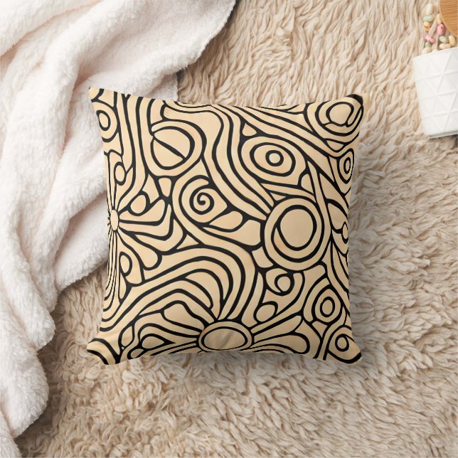 Kreativität Kunstmuster in Beige und Schwarz Kissen (Decke)