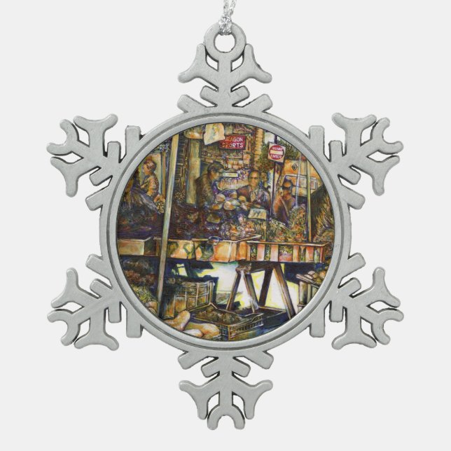 Kreativität macht alles heller schneeflocken Zinn-Ornament (Vorderseite)