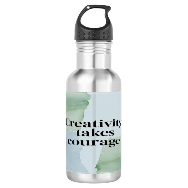 Kreativität übernimmt Courage 2 Wasserflasche (Vorderseite)