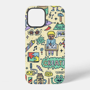 Kreativitätsaktivitäten Lustige Doodle-Cartoon-Set iPhone 12 Hülle