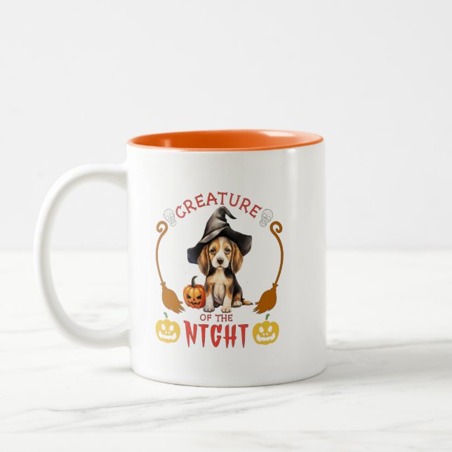 Kreatur des nächtlichen Beagle Zweifarbige Tasse (Links)