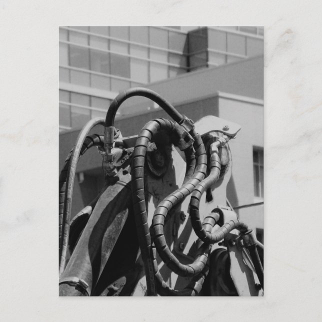 Kreatur-Roboter-Ölmaschinen Schwarz-Weiß Postkarte (Vorderseite)