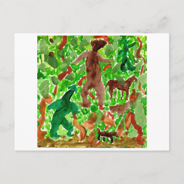 Kreaturen im Tiefwald auf der Postkarte (Vorderseite)