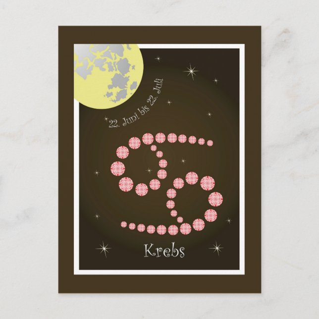 Krebs 22. Juni bis 22. Juli Postkarte (Vorderseite)